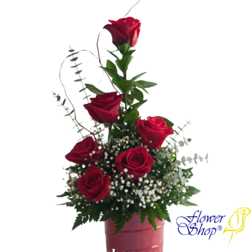 Arreglo de 6 Rosas con Base